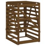 Abri pour poubelle sur roulettes marron miel bois massif de pin – Image 6