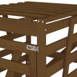 Abri pour poubelle sur roulettes marron miel bois massif de pin – Image 7