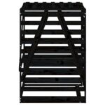 Abri pour poubelle sur roulettes noir bois massif de pin – Image 5