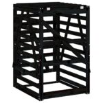Abri pour poubelle sur roulettes noir bois massif de pin – Image 6
