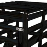 Abri pour poubelle sur roulettes noir bois massif de pin – Image 7