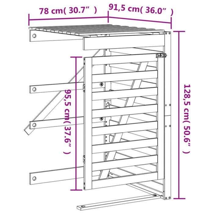 Extension d'abri pour poubelle sur roulettes bois massif pin – Image 9