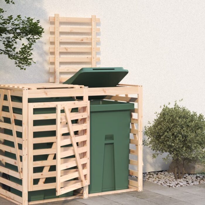 Extension d'abri pour poubelle sur roulettes bois massif pin – Image 1