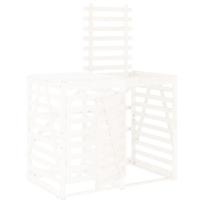 Extension d'abri de poubelle sur roulettes blanc pin massif – Image 3