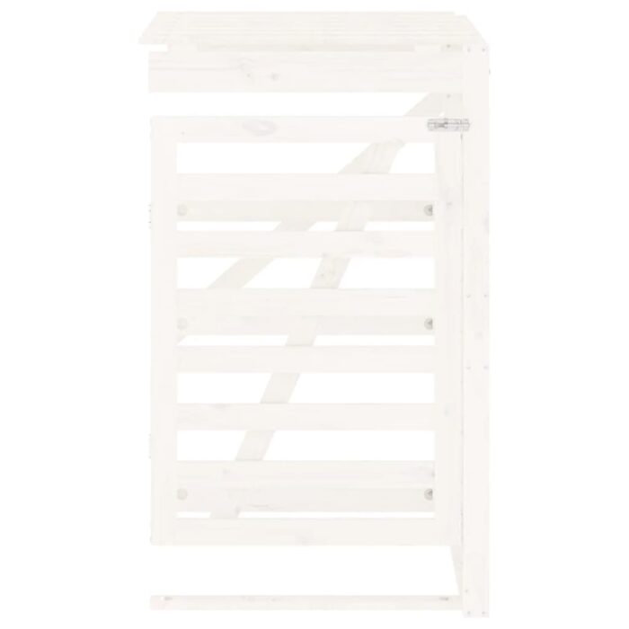 Extension d'abri de poubelle sur roulettes blanc pin massif – Image 4