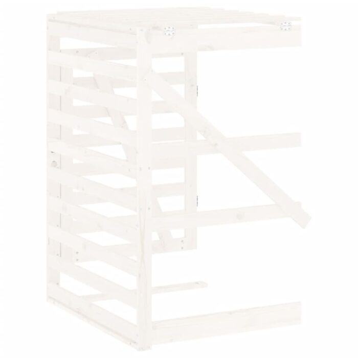 Extension d'abri de poubelle sur roulettes blanc pin massif – Image 6