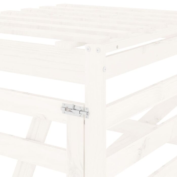 Extension d'abri de poubelle sur roulettes blanc pin massif – Image 7