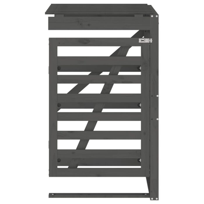 Extension d'abri de poubelle sur roulettes gris bois massif pin – Image 4