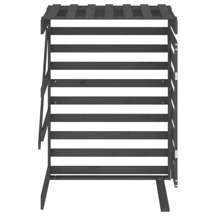 Extension d'abri de poubelle sur roulettes gris bois massif pin – Image 5