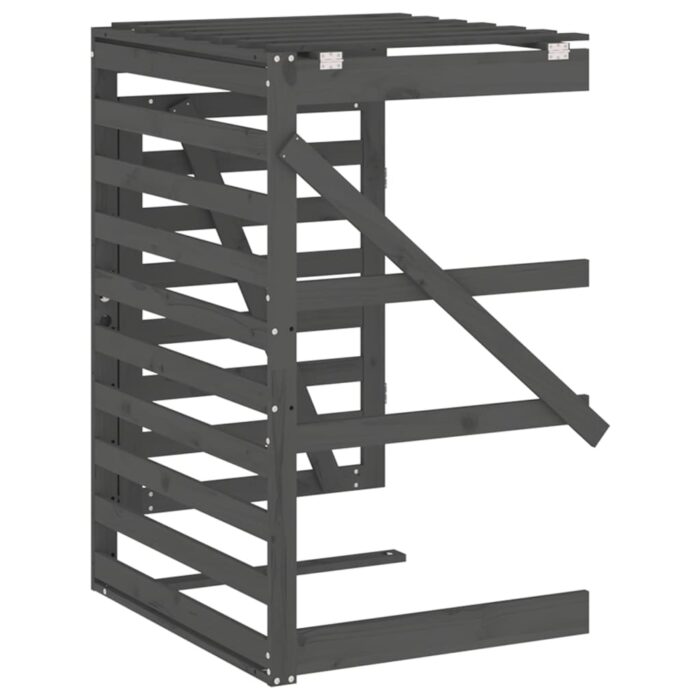 Extension d'abri de poubelle sur roulettes gris bois massif pin – Image 6