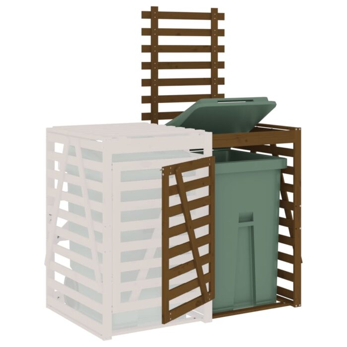 Extension d'abri de poubelle sur roulettes brun miel bois pin – Image 2