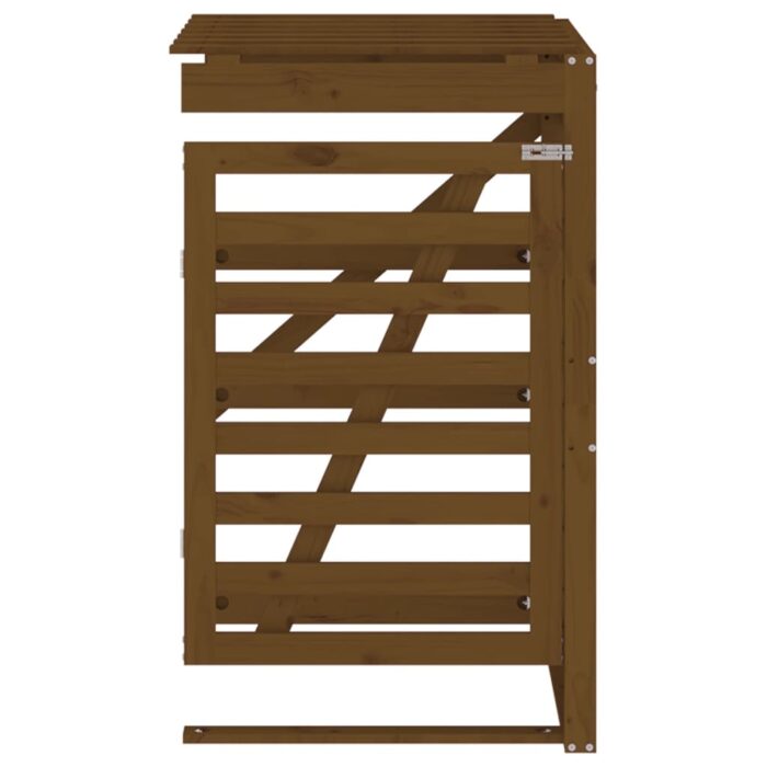 Extension d'abri de poubelle sur roulettes brun miel bois pin – Image 4