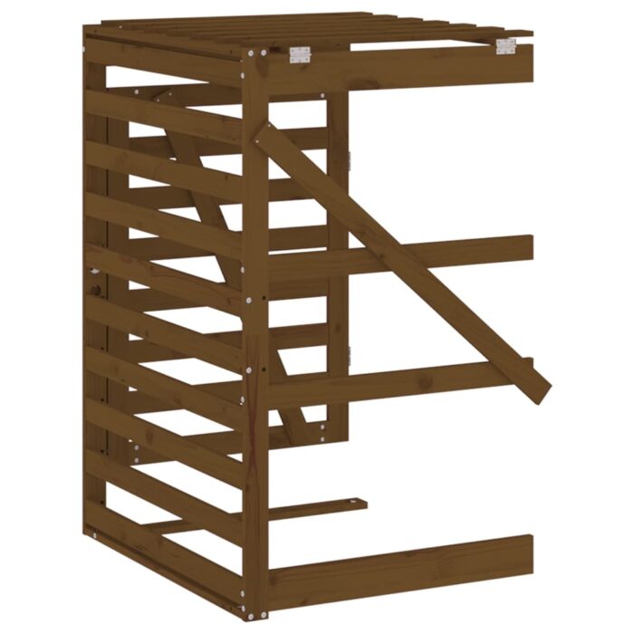 Extension d'abri de poubelle sur roulettes brun miel bois pin – Image 6