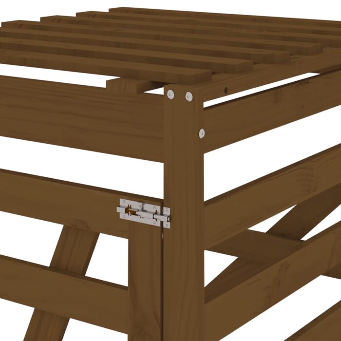 Extension d'abri de poubelle sur roulettes brun miel bois pin – Image 7