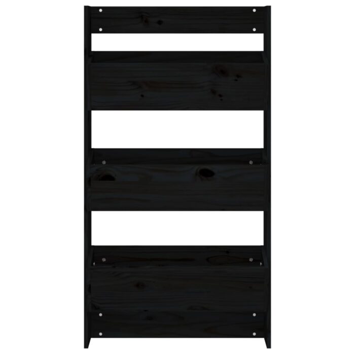 Jardinière murale 3 niveaux 60x18,5x110 cm noir bois pin massif – Image 2