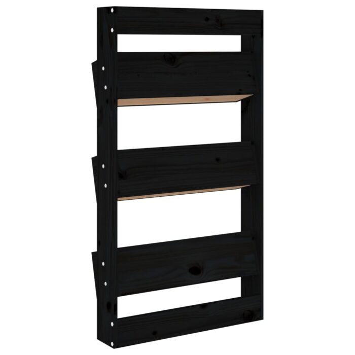 Jardinière murale 3 niveaux 60x18,5x110 cm noir bois pin massif – Image 4