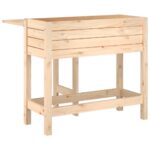 Jardinière avec dessus de table pliable bois de pin massif – Image 4