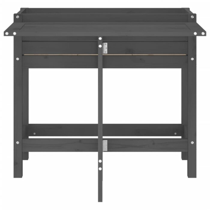 Jardinière de jardin avec dessus pliable gris bois pin massif – Image 2