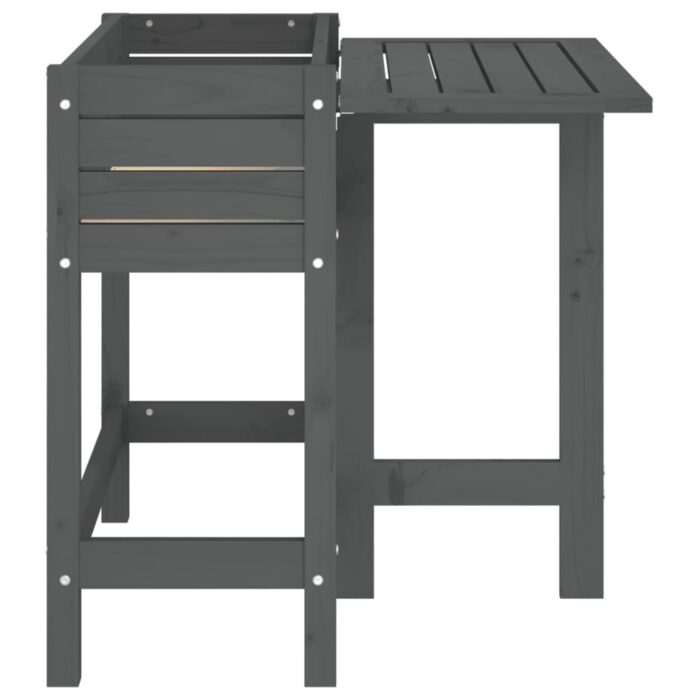 Jardinière de jardin avec dessus pliable gris bois pin massif – Image 3