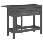 Jardinière de jardin avec dessus pliable gris bois pin massif – Image 4