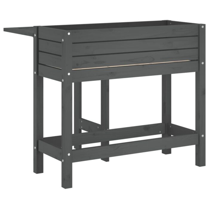 Jardinière de jardin avec dessus pliable gris bois pin massif – Image 4