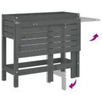 Jardinière de jardin avec dessus pliable gris bois pin massif – Image 5