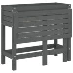 Jardinière de jardin avec dessus pliable gris bois pin massif – Image 6