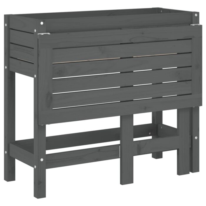 Jardinière de jardin avec dessus pliable gris bois pin massif – Image 6