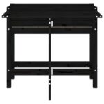 Jardinière de jardin avec dessus pliable noir bois pin massif – Image 2