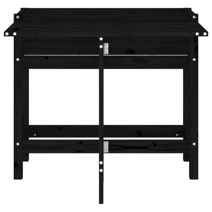 Jardinière de jardin avec dessus pliable noir bois pin massif – Image 2