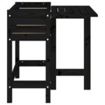 Jardinière de jardin avec dessus pliable noir bois pin massif – Image 3