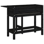 Jardinière de jardin avec dessus pliable noir bois pin massif – Image 4
