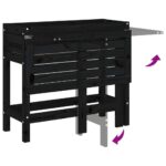 Jardinière de jardin avec dessus pliable noir bois pin massif – Image 5
