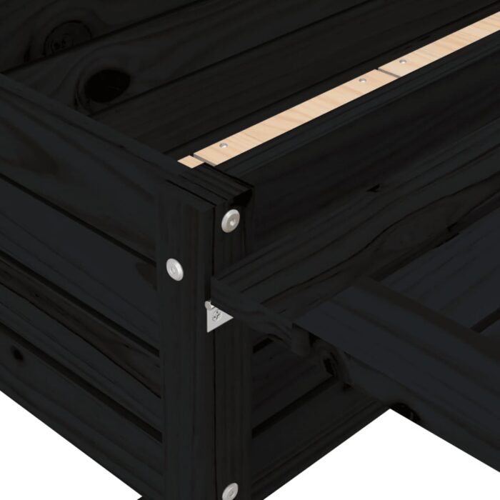 Jardinière de jardin avec dessus pliable noir bois pin massif – Image 7