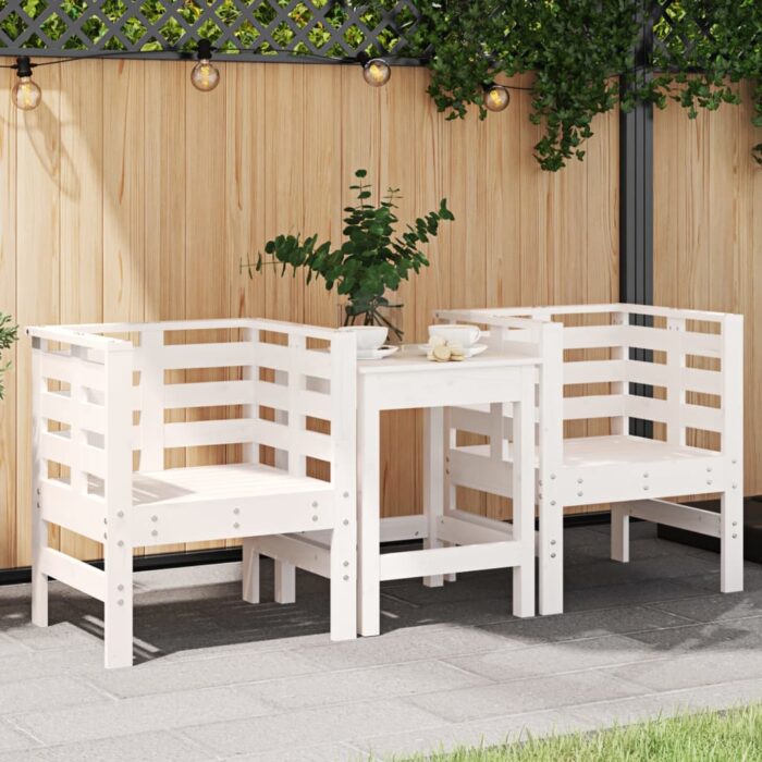 Chaises de jardin lot de 2 blanc 61,5x53x71 cm bois pin massif – Image 1