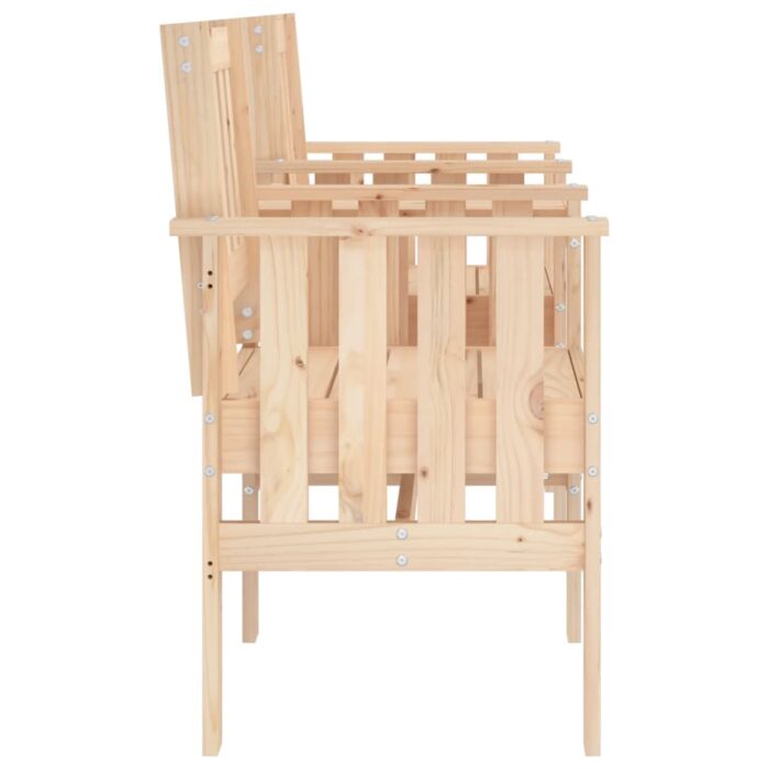 Banc de jardin avec table 2 places bois de pin massif – Image 2