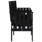Banc de jardin avec table 2 places noir bois massif de pin – Image 2
