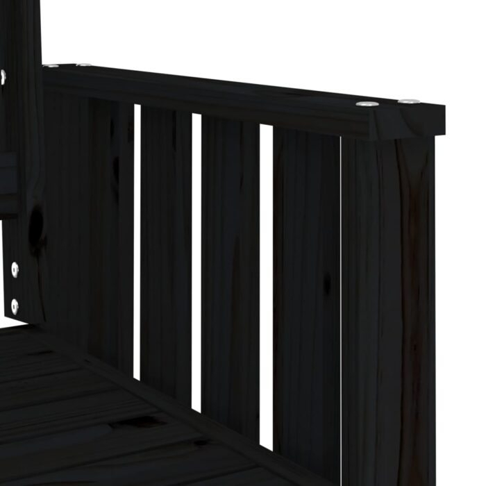 Banc de jardin avec table 2 places noir bois massif de pin – Image 4