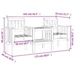 Banc de jardin avec table 2 places noir bois massif de pin – Image 6