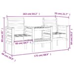 Banc de jardin avec table 2 places bois de pin massif – Image 6