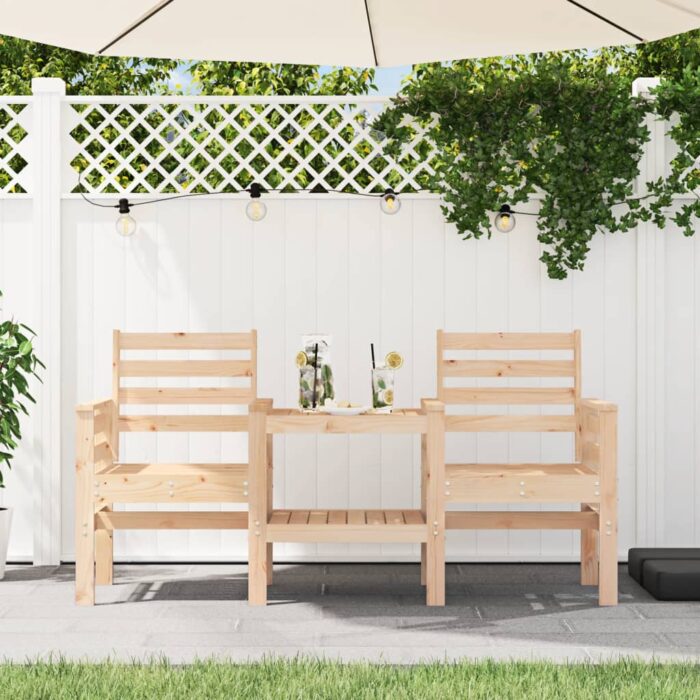 Banc de jardin avec table 2 places bois de pin massif – Image 1