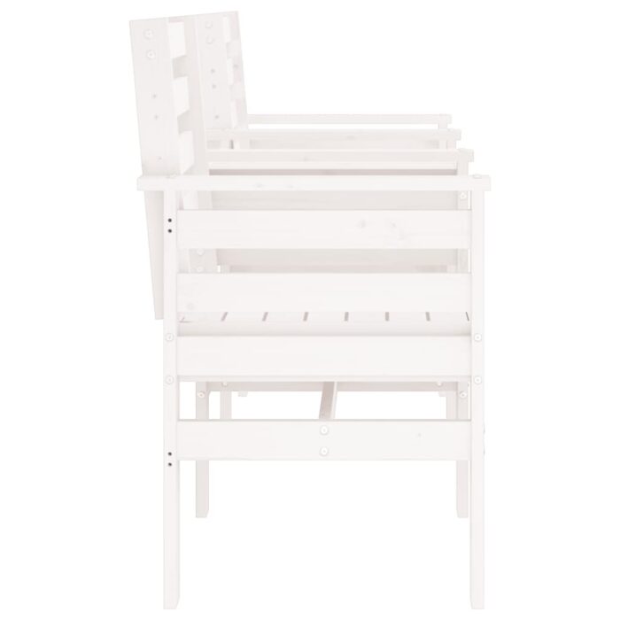 Banc de jardin avec table 2 places blanc bois massif de pin – Image 2