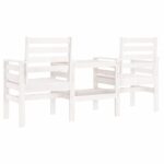 Banc de jardin avec table 2 places blanc bois massif de pin – Image 3