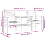Banc de jardin avec table 2 places blanc bois massif de pin – Image 6