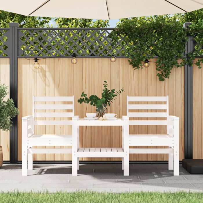 VXL8720845809140_m_en_hd_1.jpg Banc de jardin avec table 2 places blanc bois massif de pin – Image 1