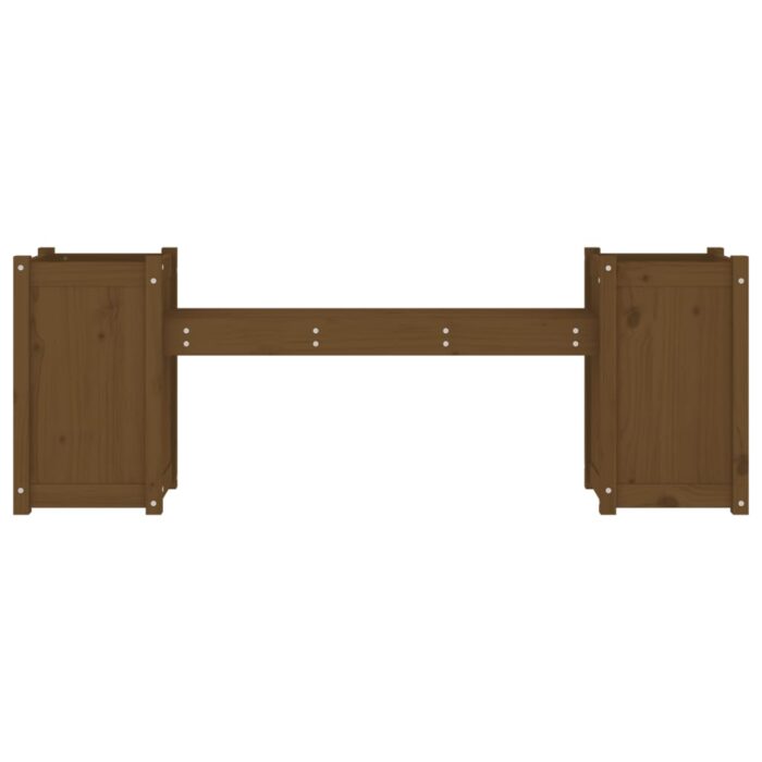 Banc avec jardinières marron miel bois massif de pin – Image 2