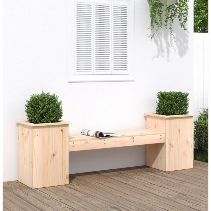 Banc avec jardinières 184,5x39,5x56,5 cm bois massif de pin – Image 1