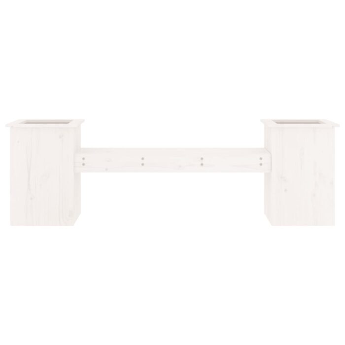 Banc avec jardinières blanc 184,5x39,5x56,5 cm bois massif pin – Image 2