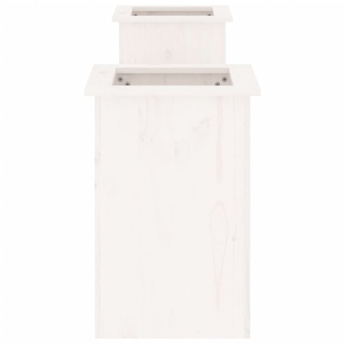 Banc avec jardinières blanc 184,5x39,5x56,5 cm bois massif pin – Image 3