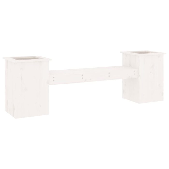 Banc avec jardinières blanc 184,5x39,5x56,5 cm bois massif pin – Image 4